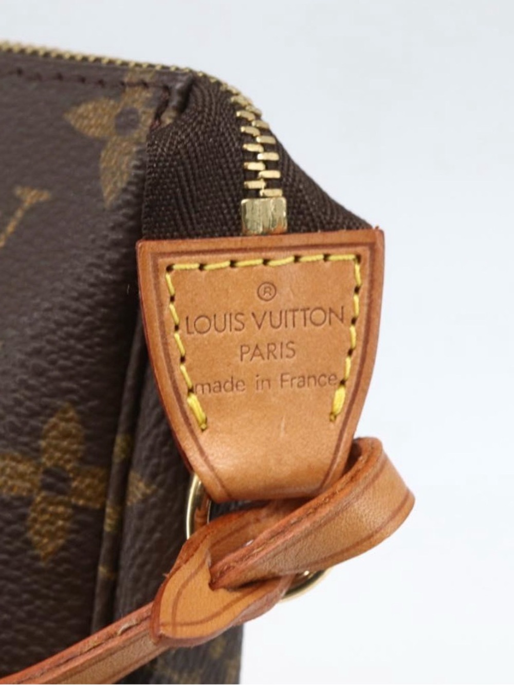 Louis Vuitton Monogram Pochette Shoulder Bag in Brown with Tan Strap - Picture 13 of 16